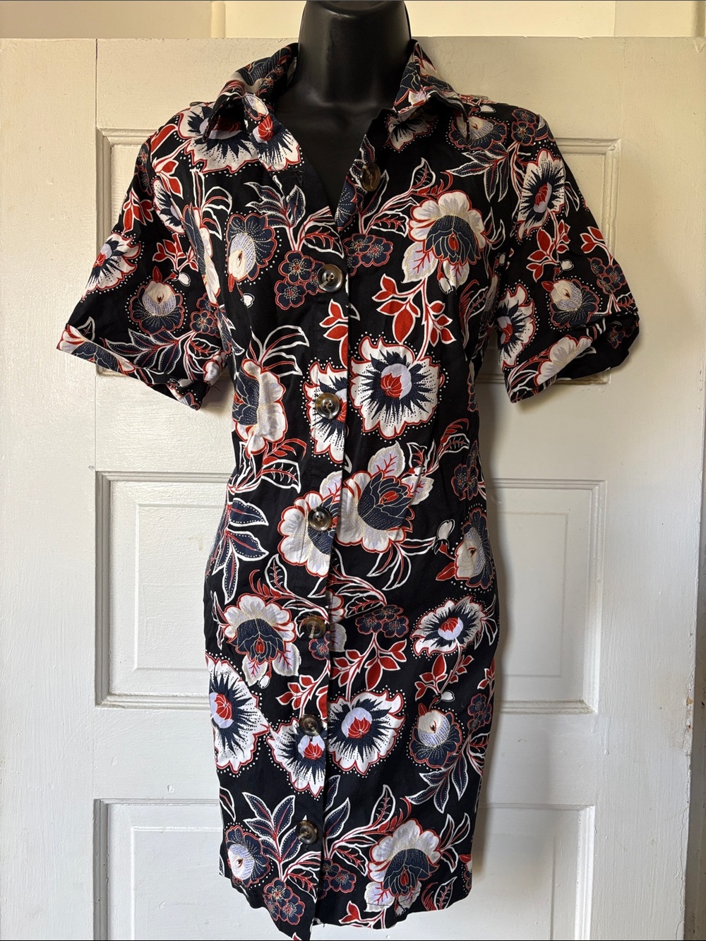 Who What Wear Black Floral Button-Front Women’s Dress
